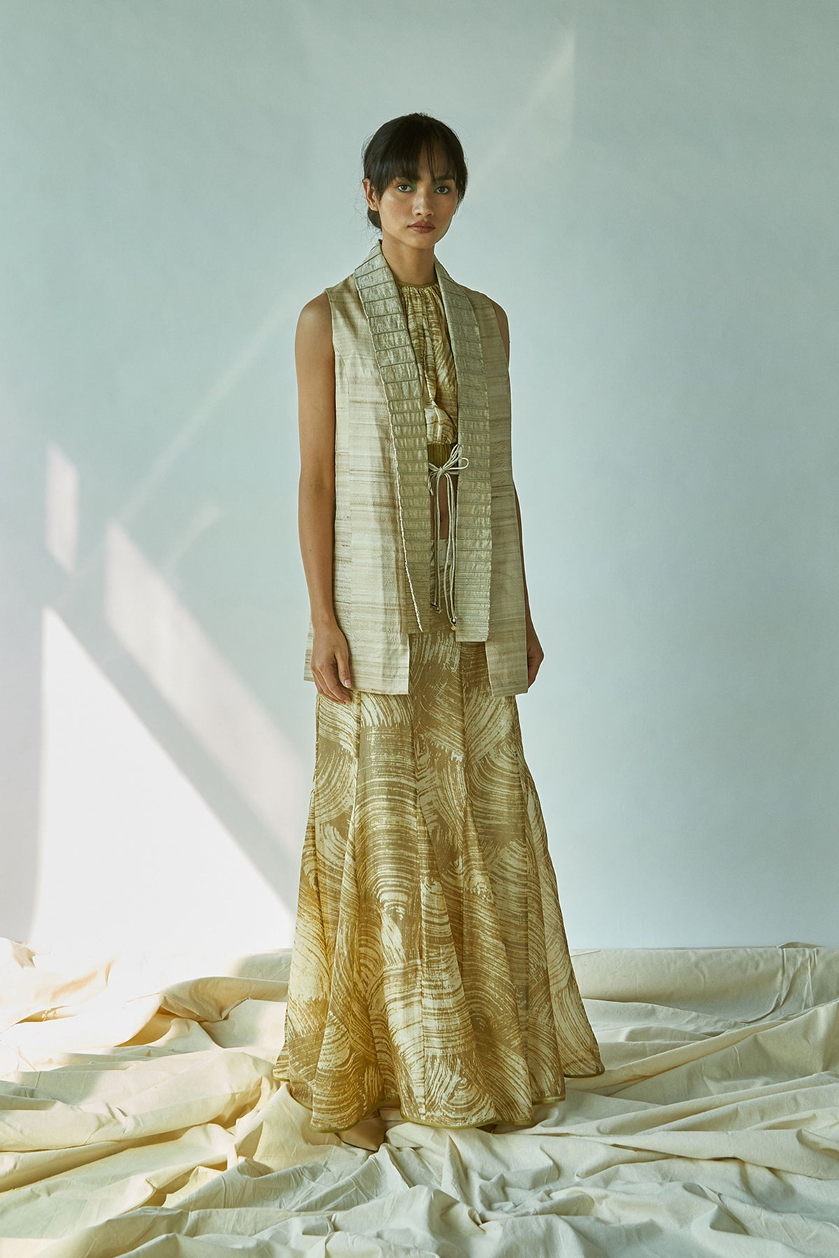 Sleeveless Khadi Tassar Silk Jacket