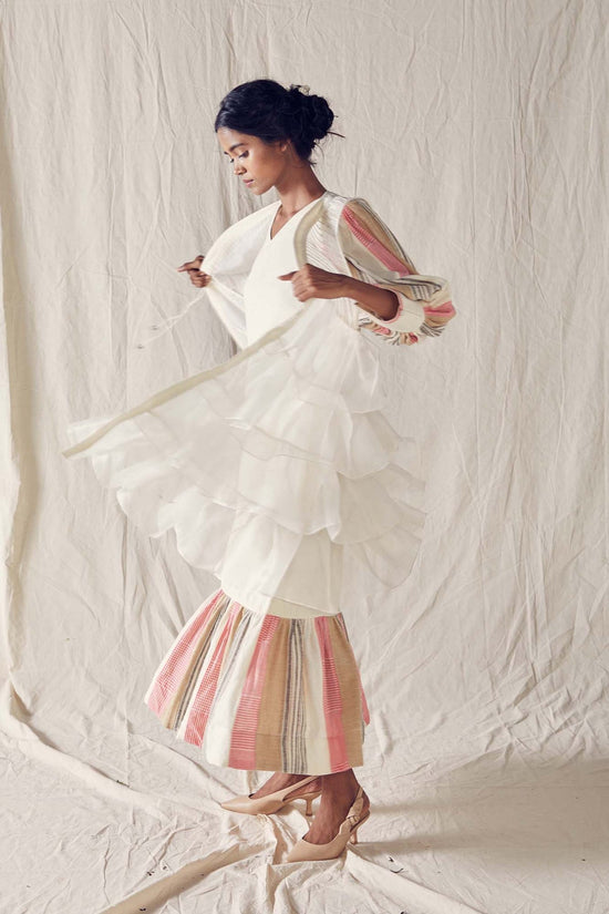 Ivory Ruffled Silk Organza Jacket