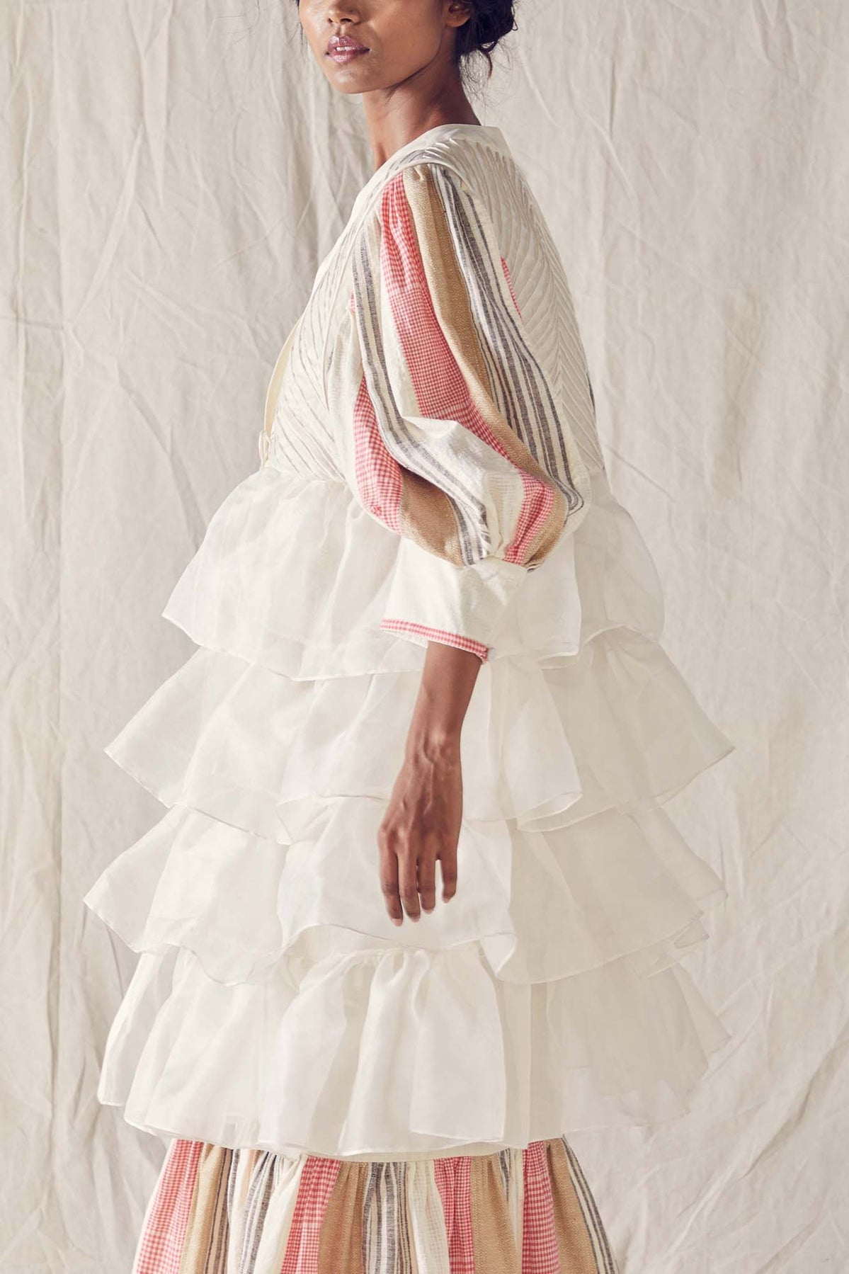 Ivory Ruffled Silk Organza Jacket