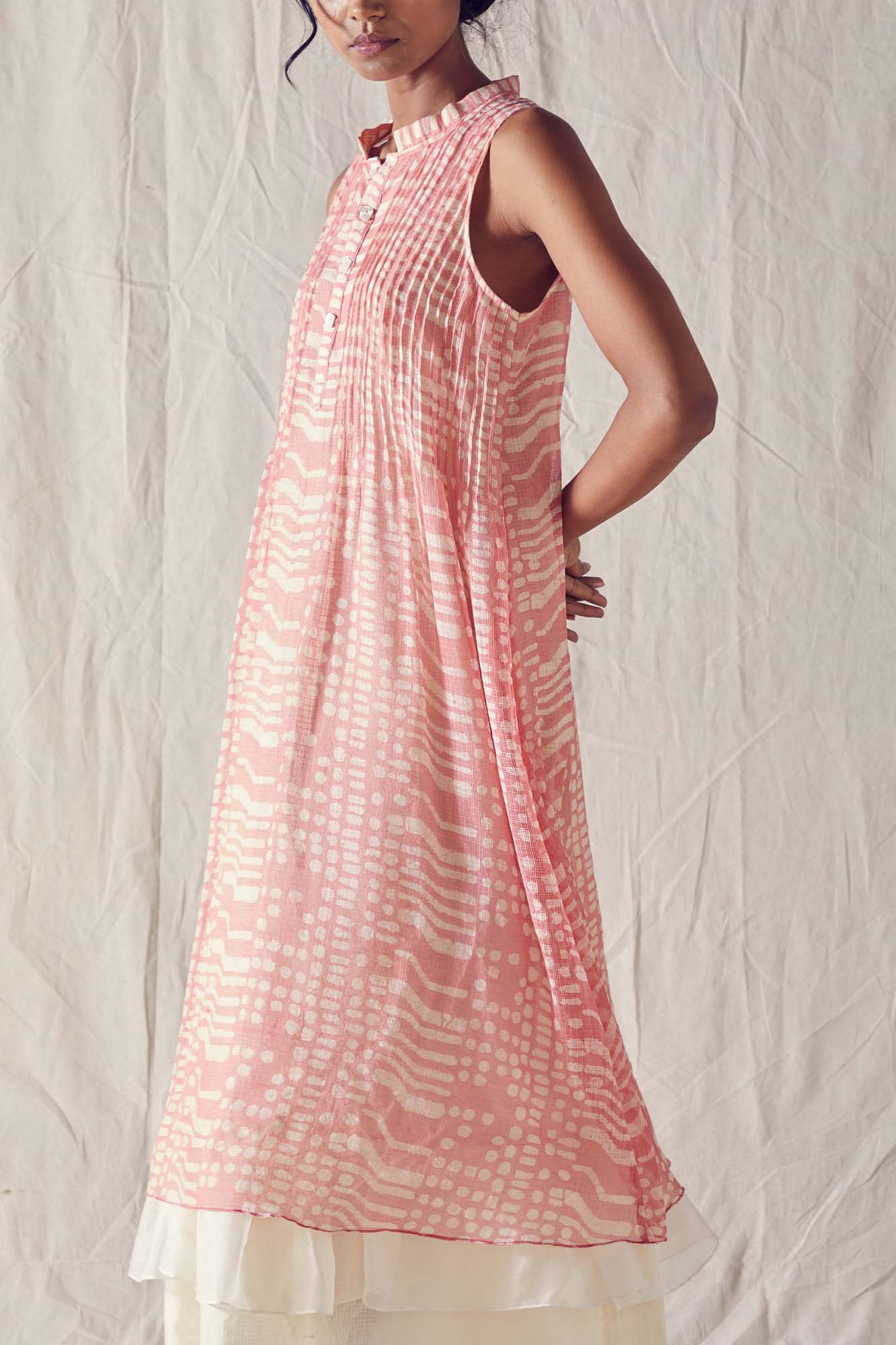 Dusted Pink Batik Sleeveless Dress