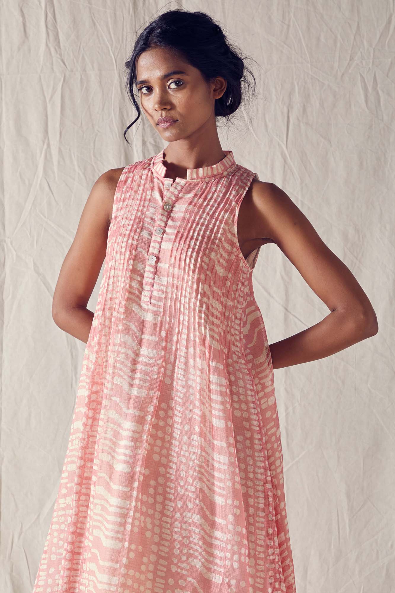 Dusted Pink Batik Sleeveless Dress