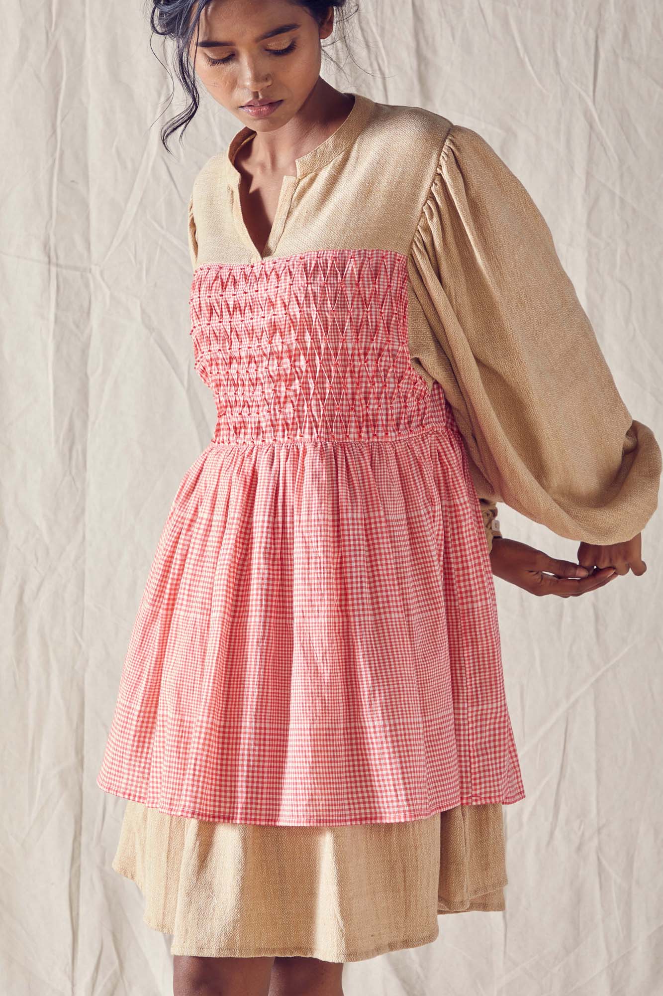 Indigo Honeycomb Detail Dress