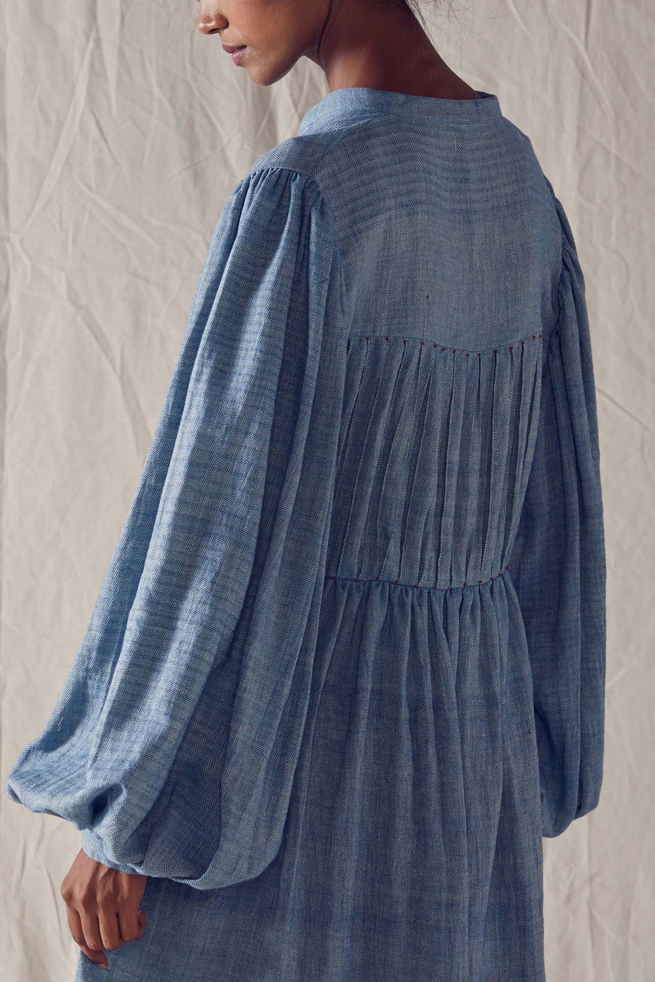 Indigo Honeycomb Detail Dress