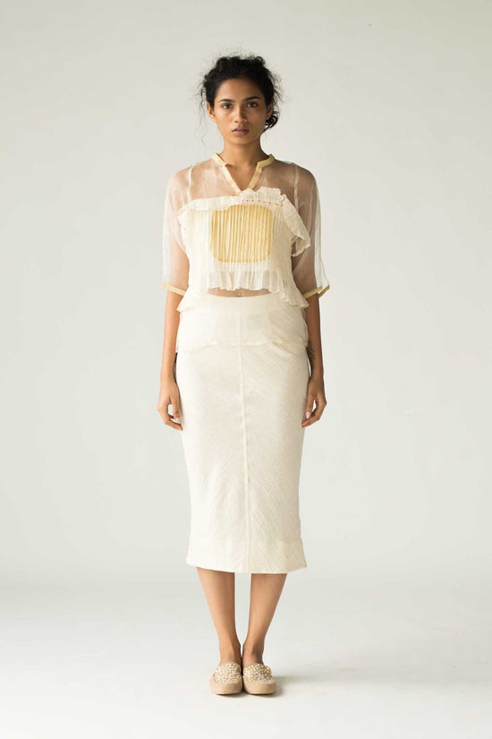 Raw White Pencil Skirt