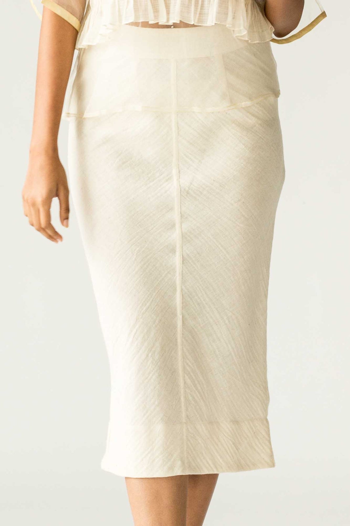 Raw White Pencil Skirt
