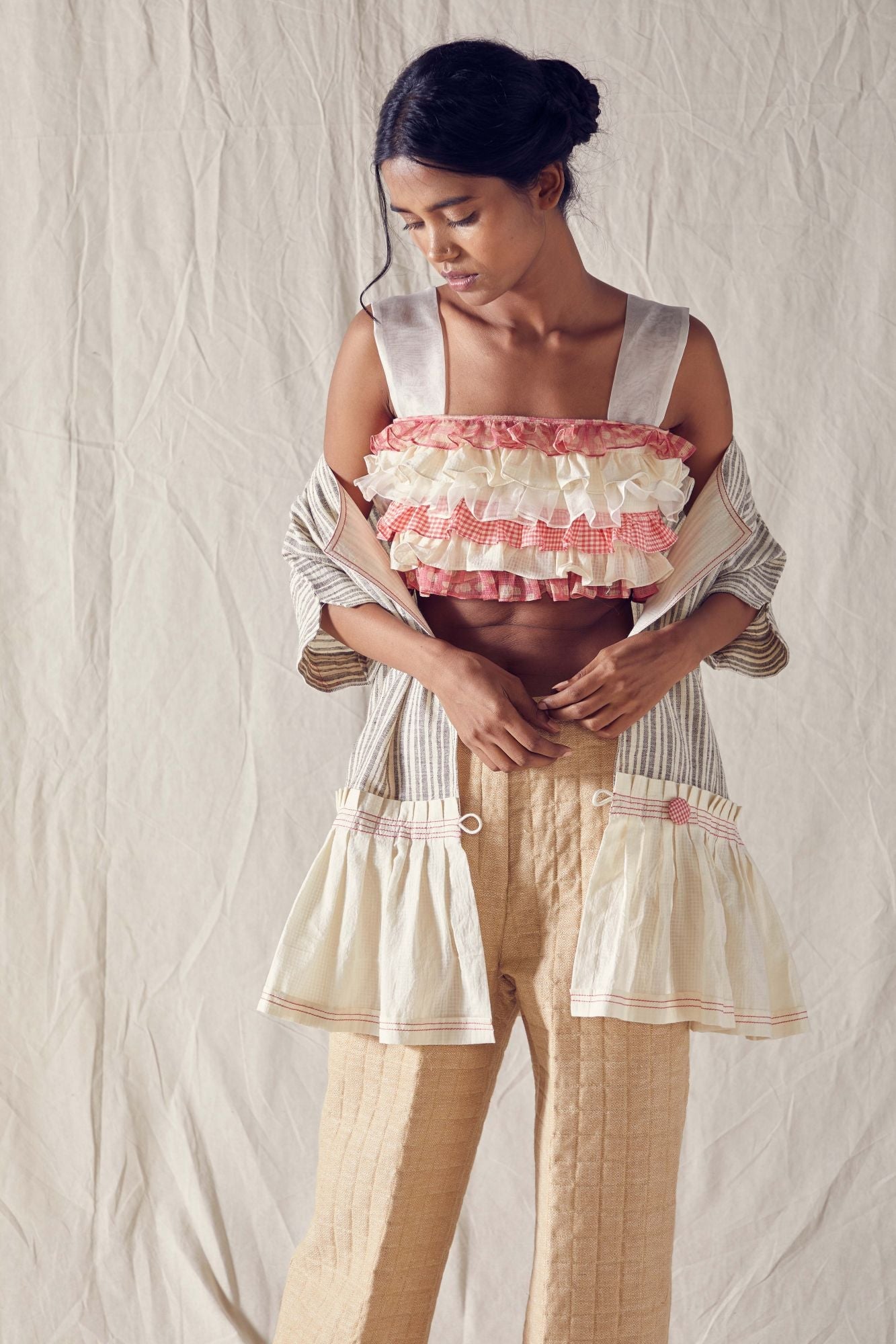 Ruffled Bustier in Cotton