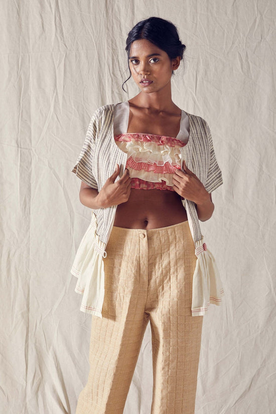Peplum Jacket In Striped Cotton