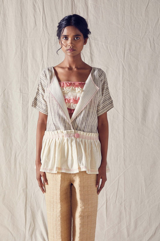 Peplum Jacket In Striped Cotton