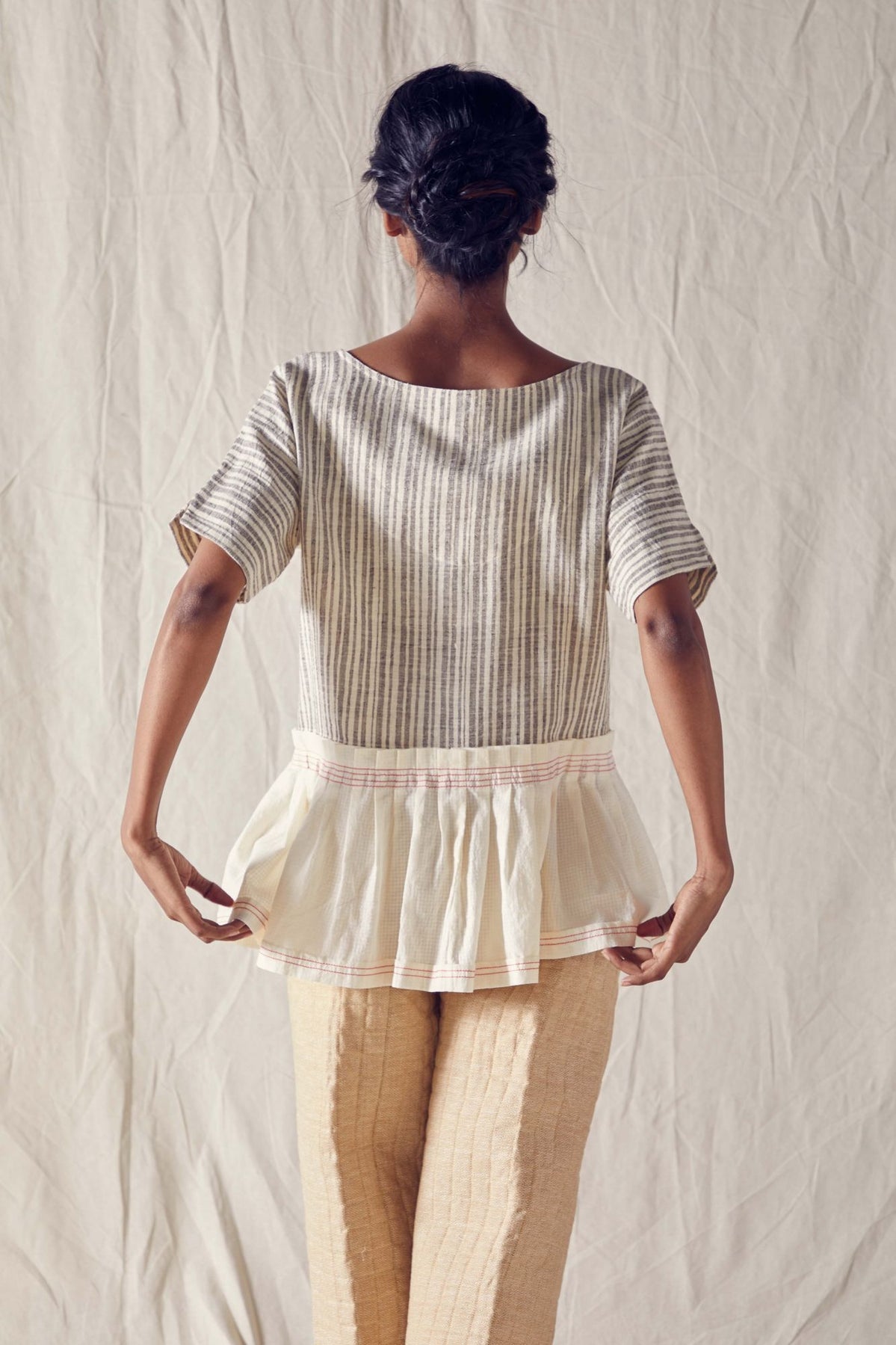 Peplum Jacket In Striped Cotton