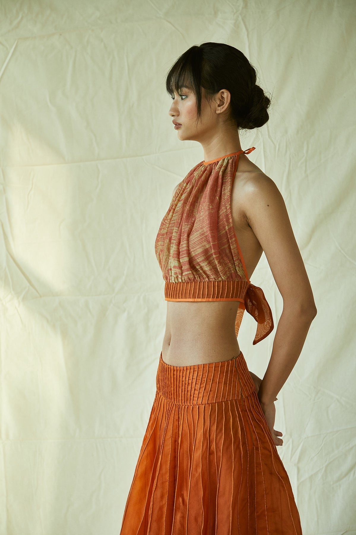 Batik Halter Top Green In Cotton