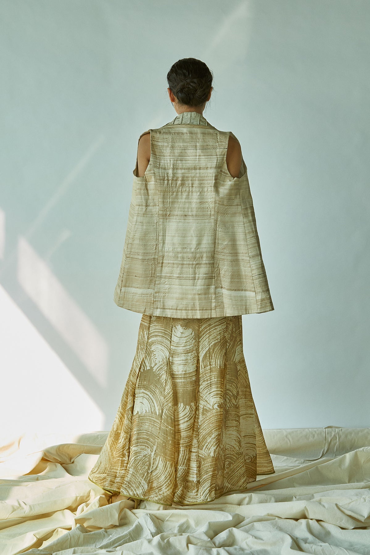 Sleeveless Khadi Tassar Silk Jacket