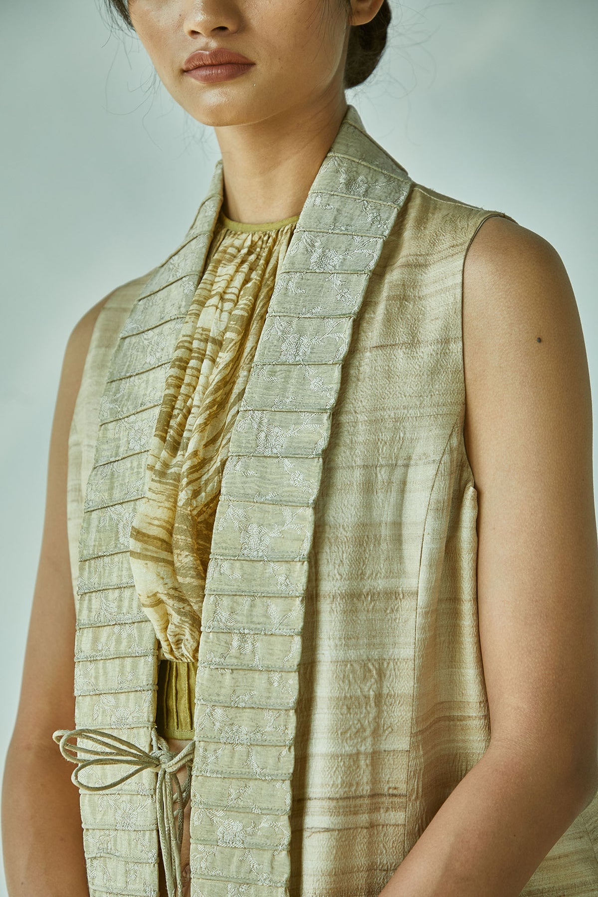 Sleeveless Khadi Tassar Silk Jacket