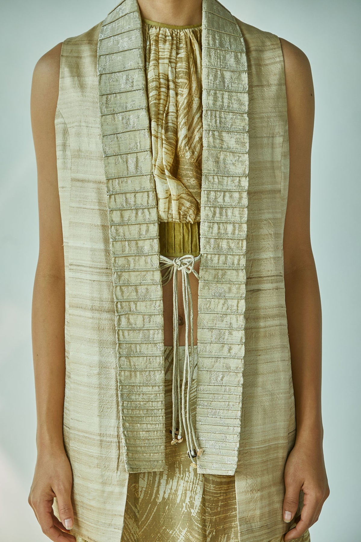 Sleeveless Khadi Tassar Silk Jacket
