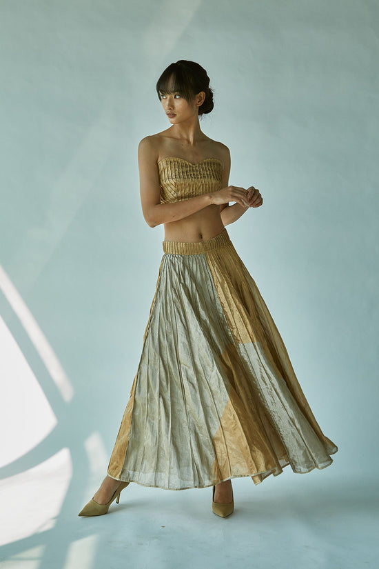 Gold Silver Maxi Skirt With Bustier