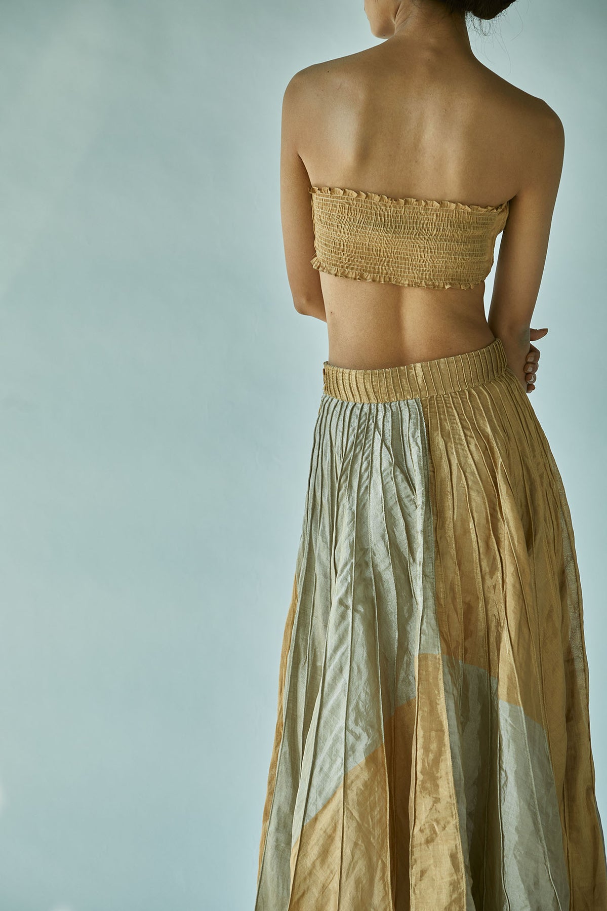 Gold Silver Maxi Skirt With Bustier