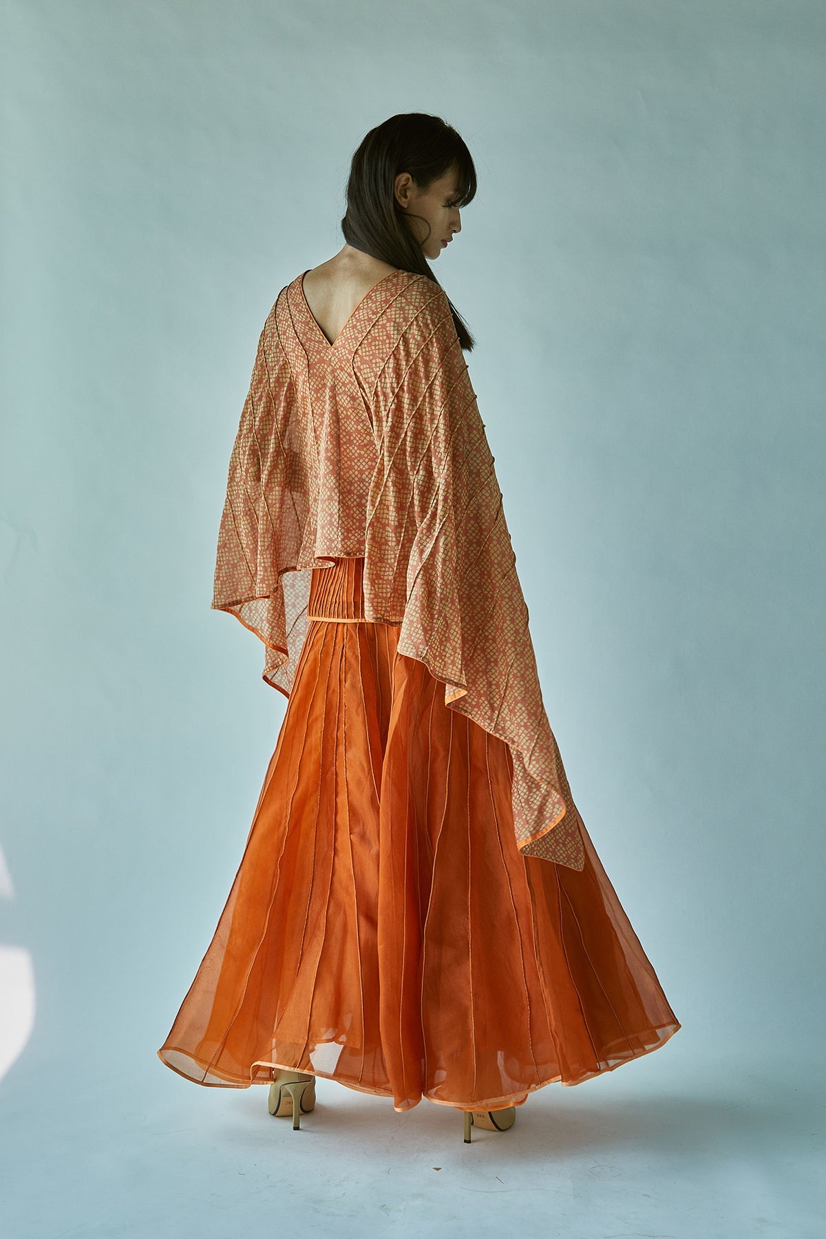 Rust Batik Cape Top In Cotton