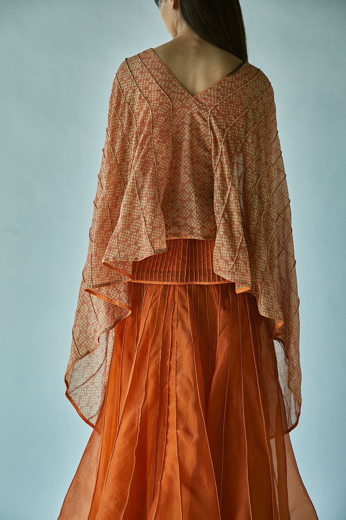 Rust Batik Cape Top In Cotton