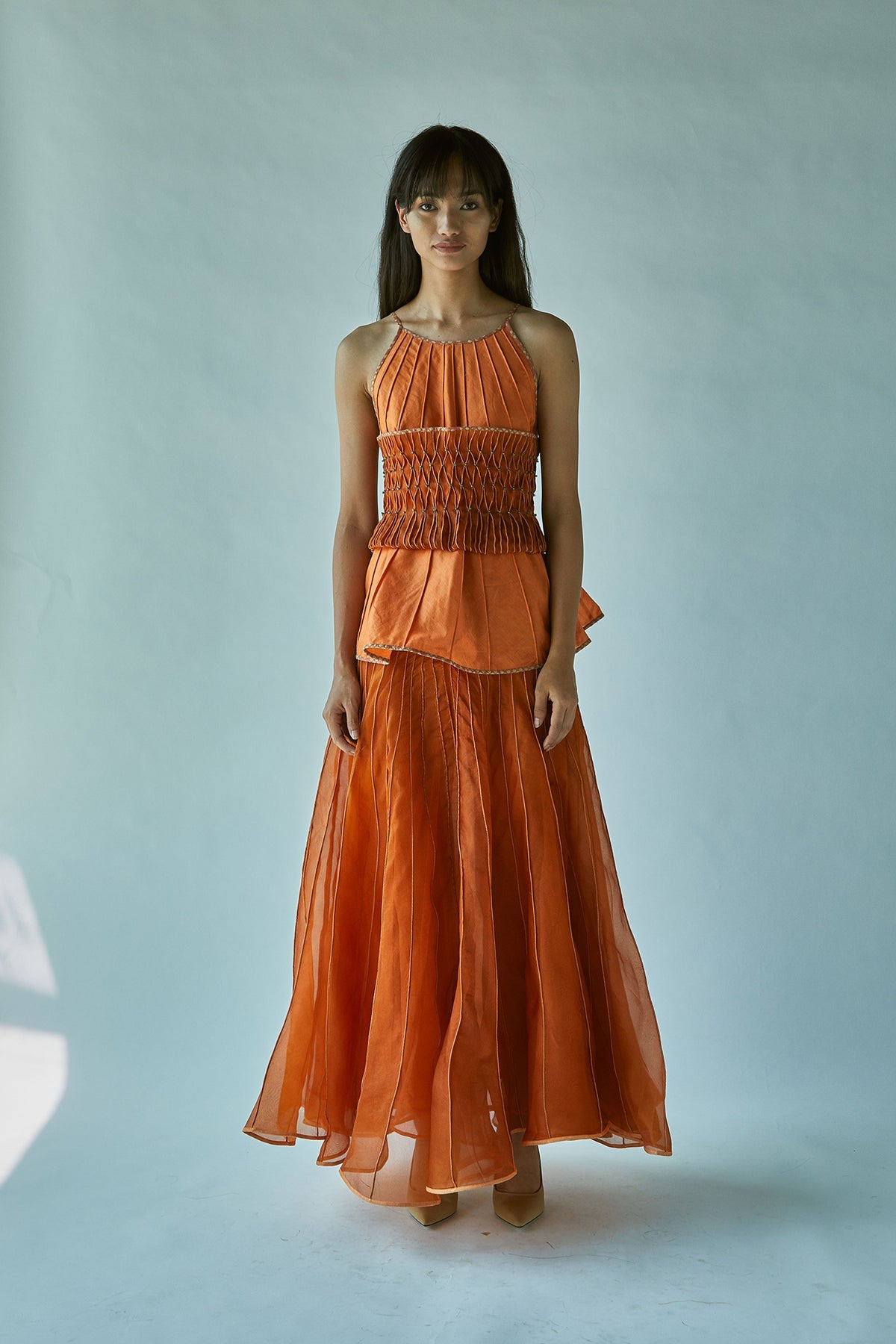 Halter Top With Obi Belt Rust