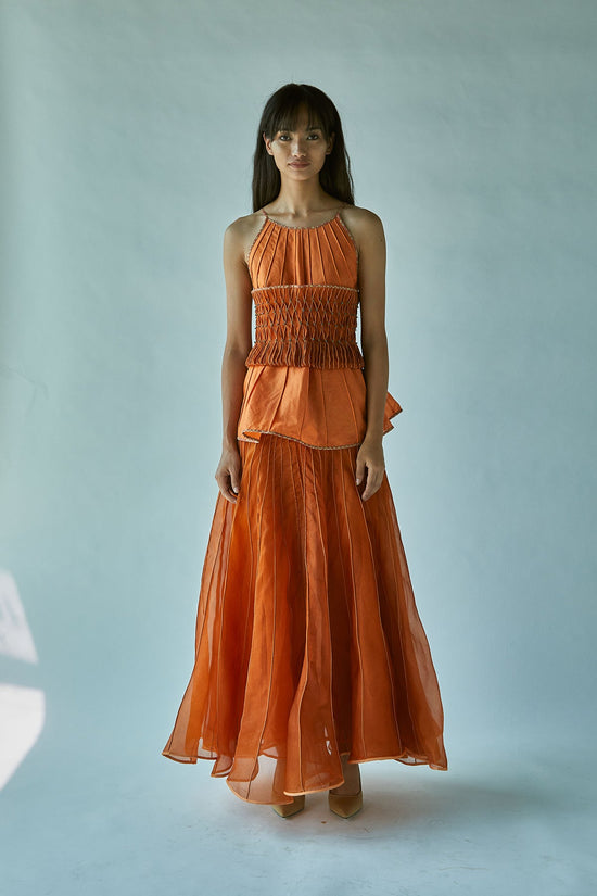 Halter Top With Obi Belt Rust
