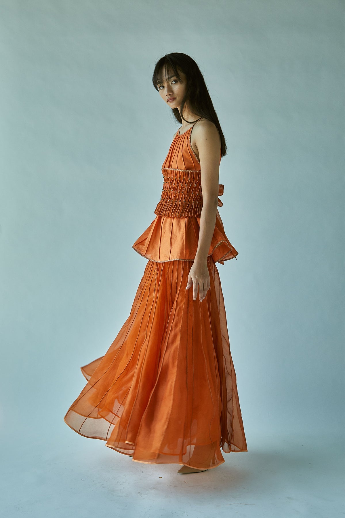 Halter Top With Obi Belt Rust