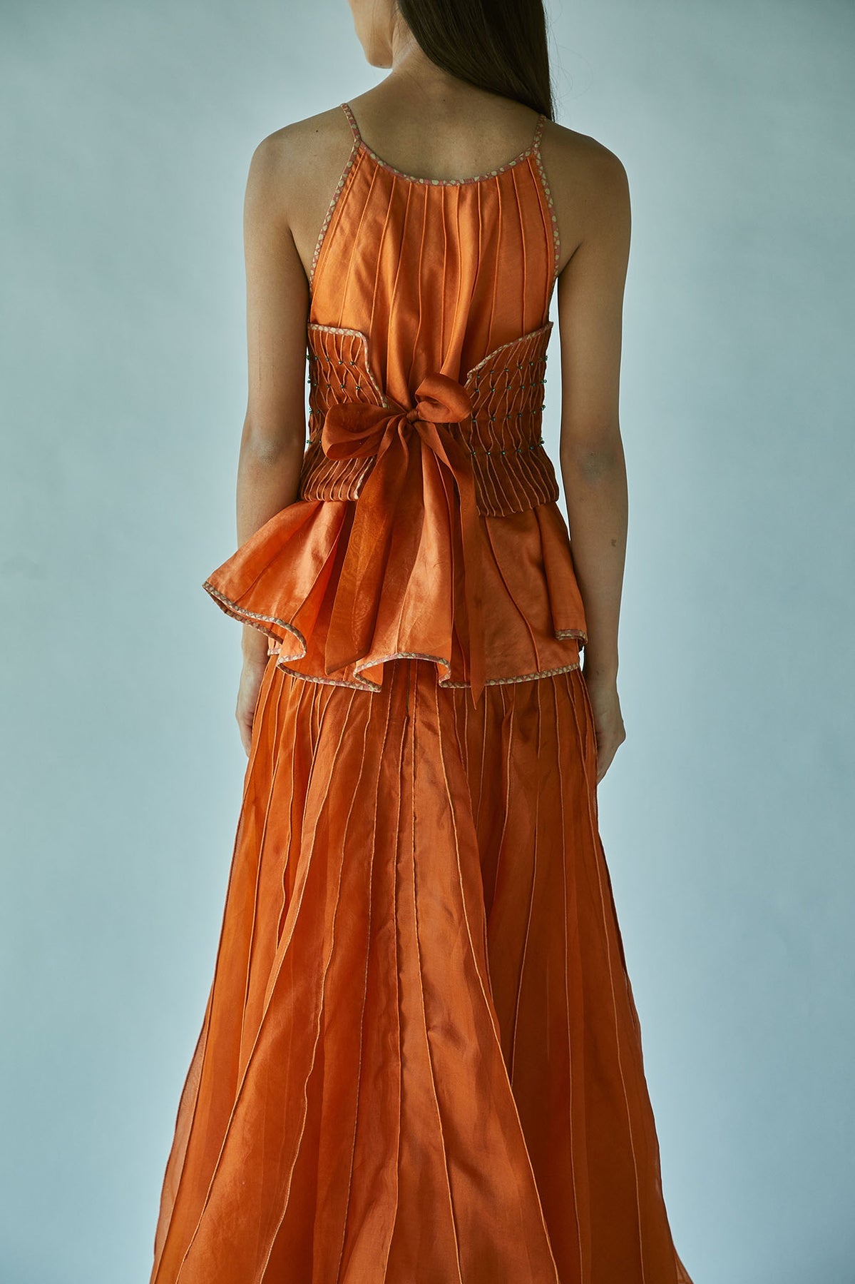 Halter Top With Obi Belt Rust