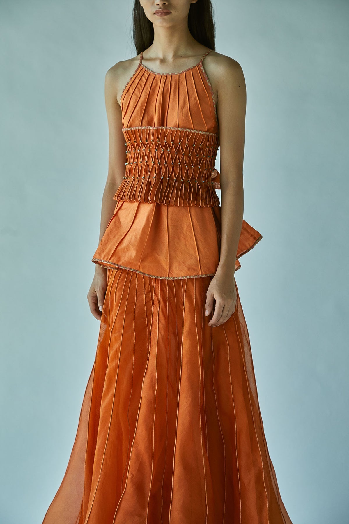 Halter Top With Obi Belt Rust