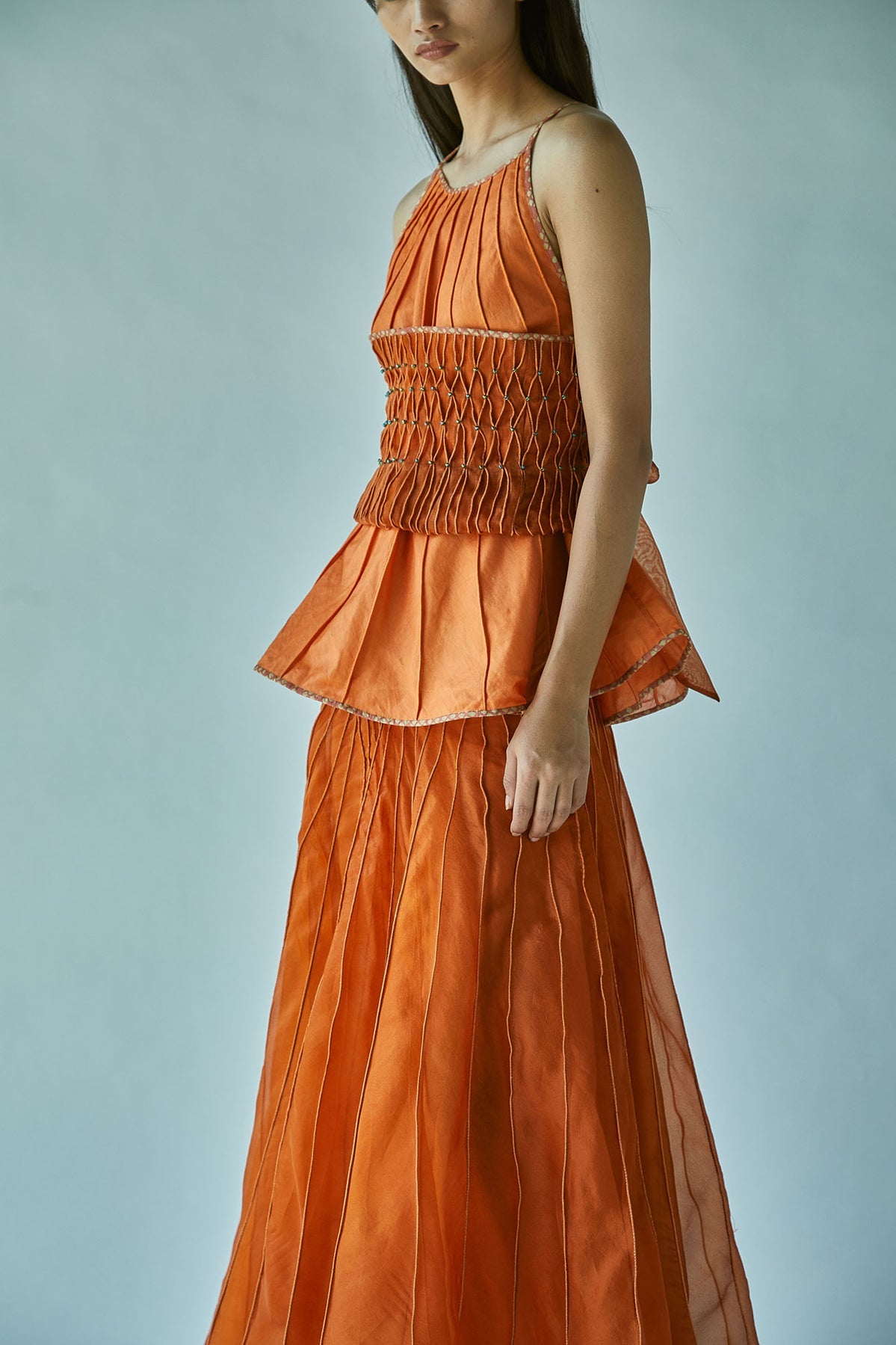 Halter Top With Obi Belt Rust
