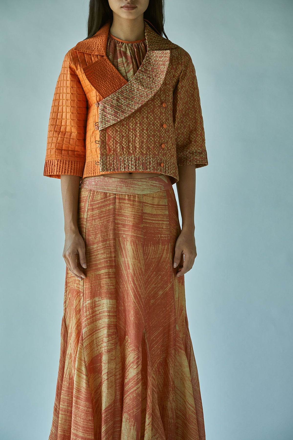 Quilted Wrap Jacket Rust