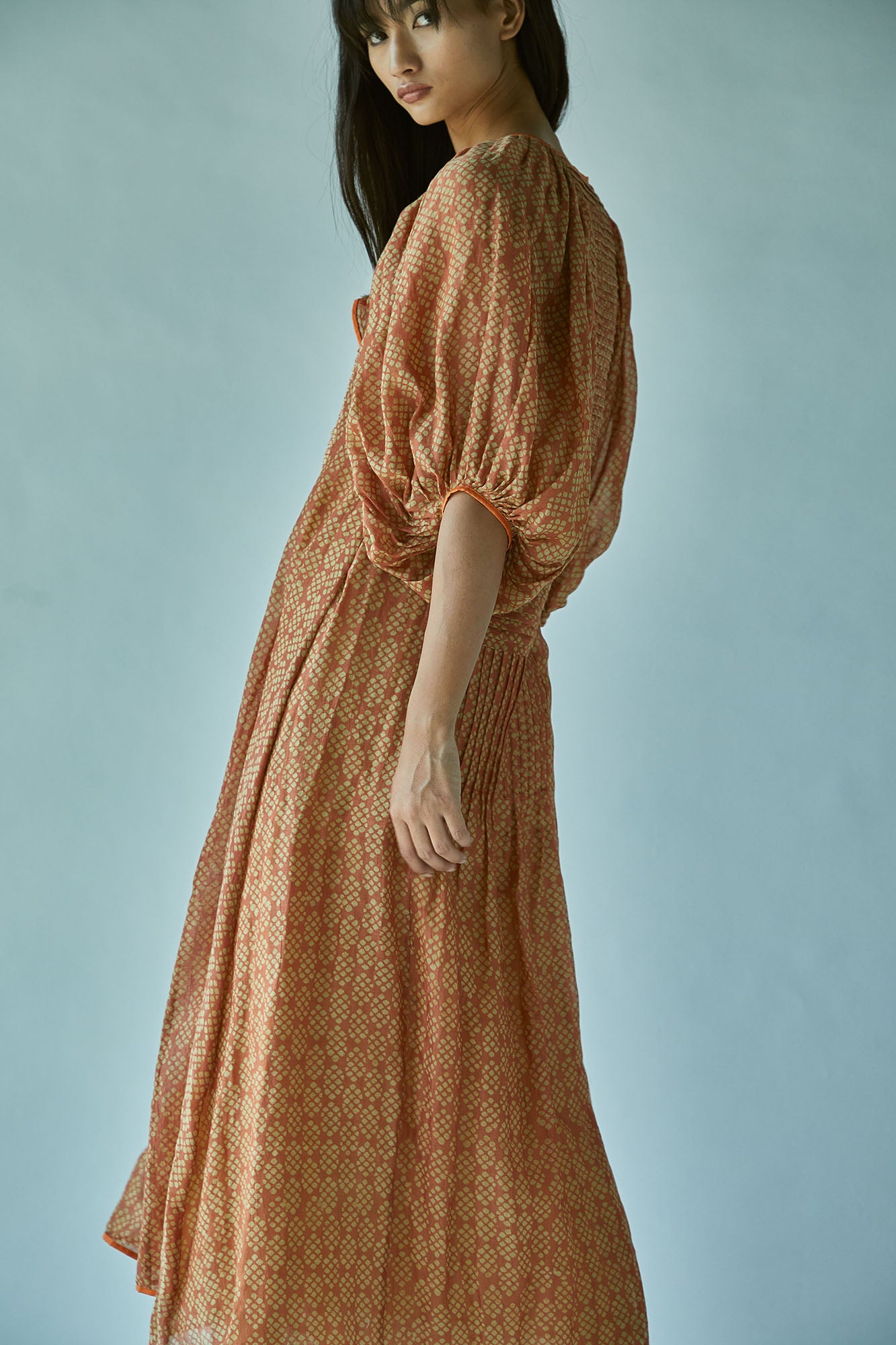 Ballooned Sleeve Batik Cotton