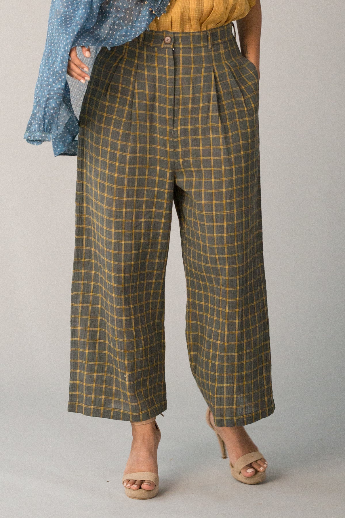 Wide Legged Pants-charcoal Cotton