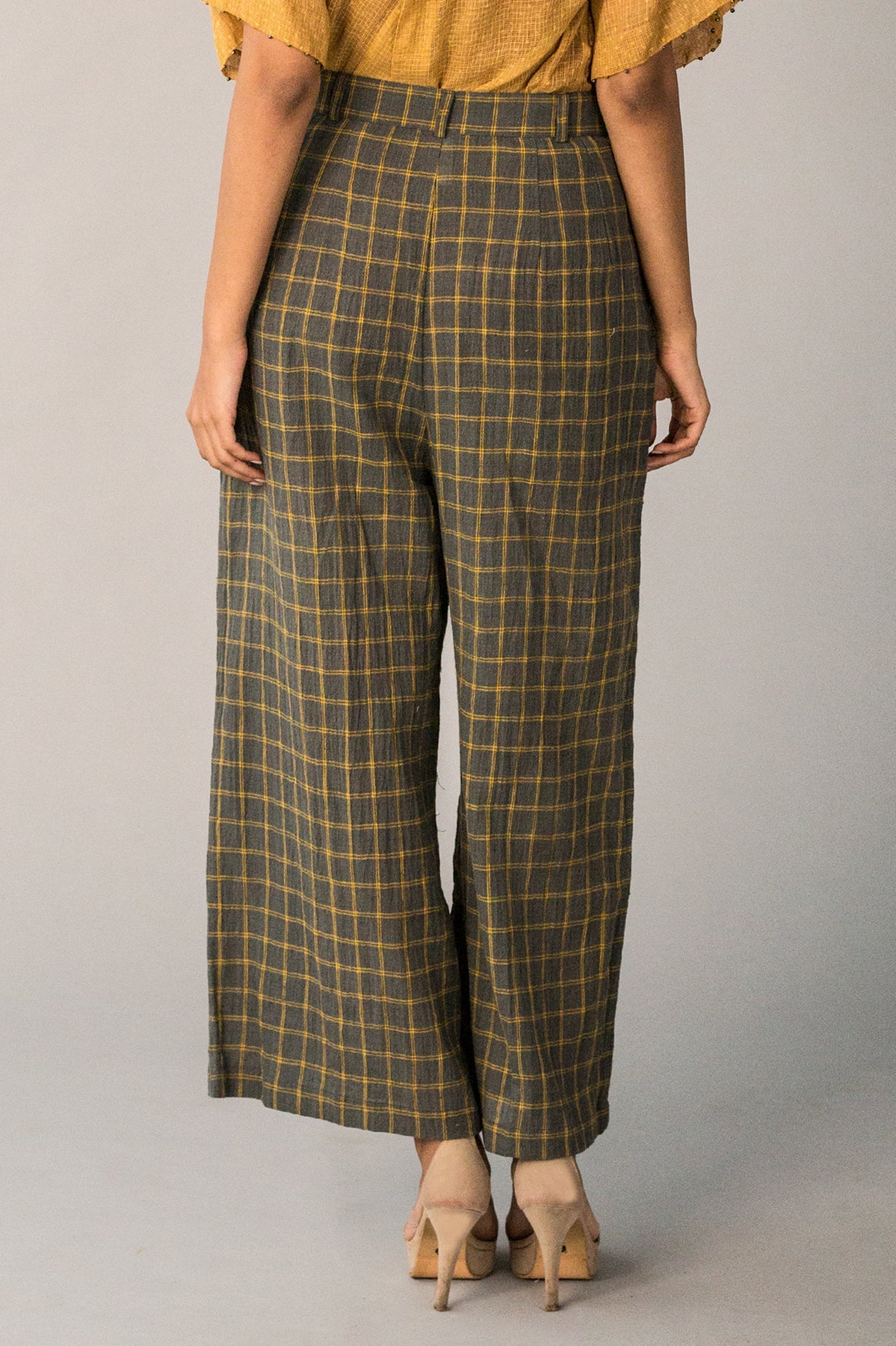 Wide Legged Pants-charcoal Cotton