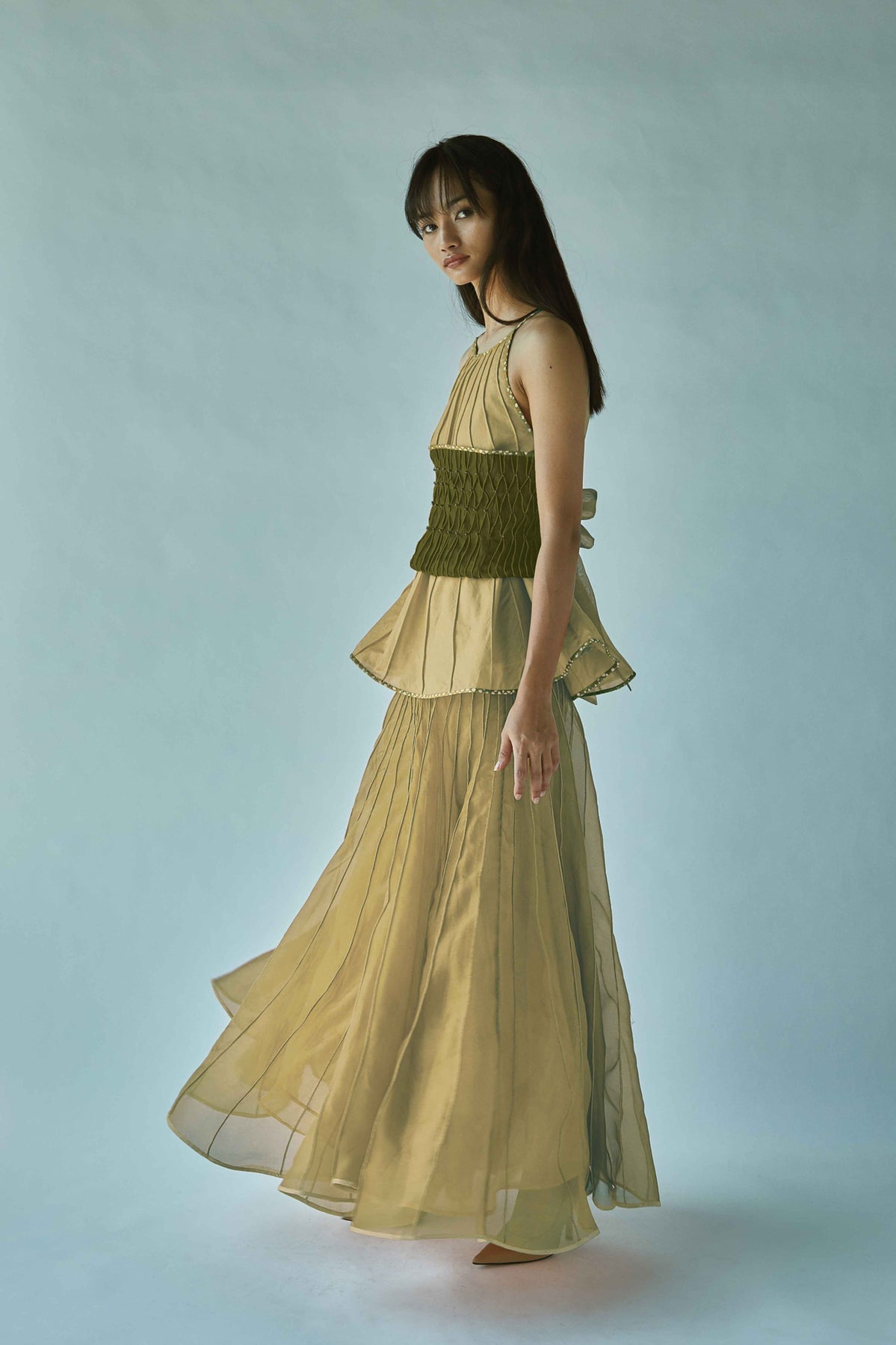 Halter Top With Obi Belt Rust