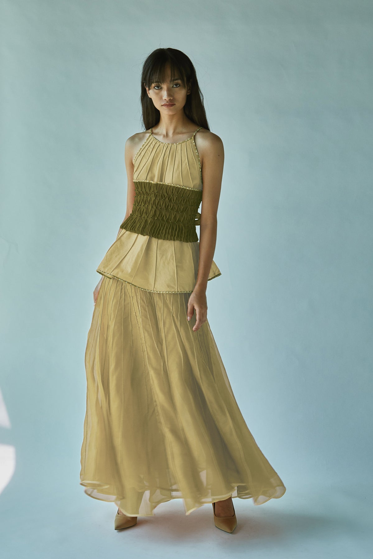 Halter Top With Obi Belt Rust
