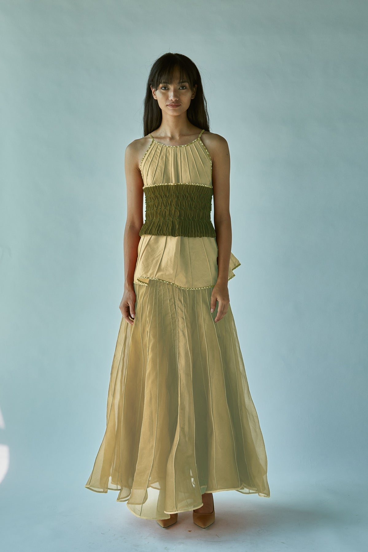 Halter Top With Obi Belt Rust